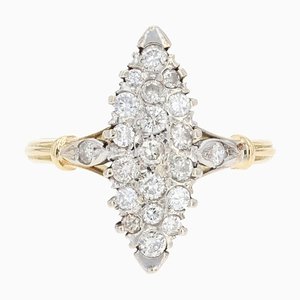 Moderner französischer Marquise Ring aus 18 Karat Gelbgold mit Diamanten
