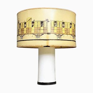 Modern Italian Metal and Parchment Table Lamp in the style of Fornasetti, 1960s