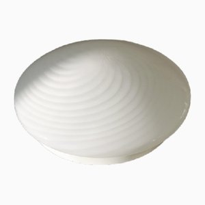 Vintage Murano Vetri White Swirl Ceiling / Wall Lamp, 1970s