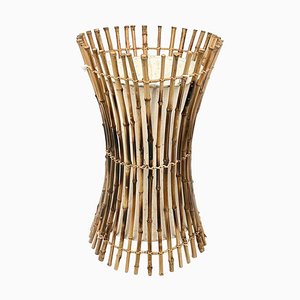 Italian Franco Albini Style Bamboo Floor Lamp in Rattan and Cotton by Franco Albini, 1960s