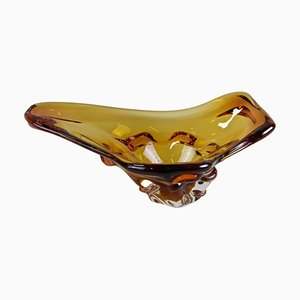 Mid-Century Amber Murano Glass Bowl, Italy, 1960s