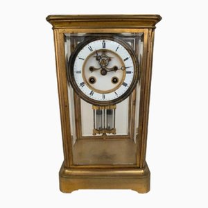 Spätes 19. Jh. Napoleon III Skelett Uhr aus abgeschrägtem Glas & Messing