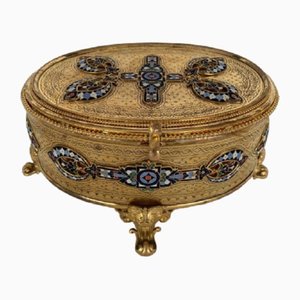 Napoleon III Cloisonne Bronze Box mit Krallenfüßen, 19. Jh