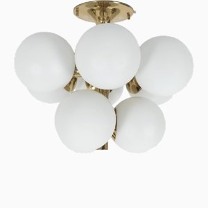 Ceiling Lamp in Brass and Glass