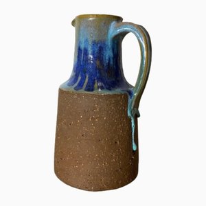 Danish Blue Dripping Ceramic Pottery Vase, 1950s