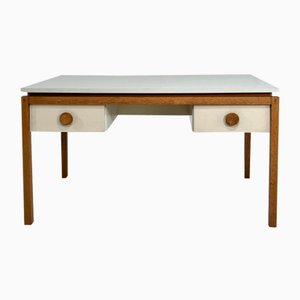 Wood and Satin Lacquer Chalk Color Desk, 1960s