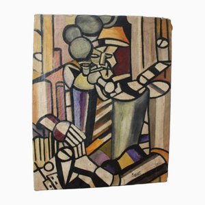 Nach Pablo Picasso, Abstrakte Komposition, Öl auf Leinwand, 20. Jh