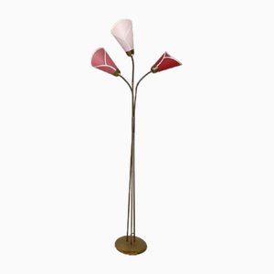 Mid-Century Floor Lamp in Brass with Three Movable Arms, 1952