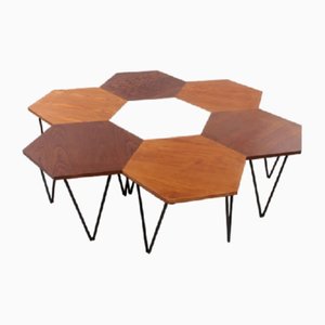 Hexagonal Coffee Tables by Gio Ponti for Isa Bergamo, Italy, 1950s, Set of 7