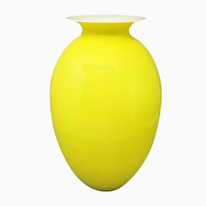Vaso in vetro di Murano giallo di Dogi, Italia, anni '60