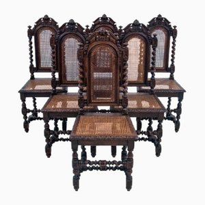 Renaissance Geflecht Esszimmerstühle, Frankreich, 1880er, 6er Set
