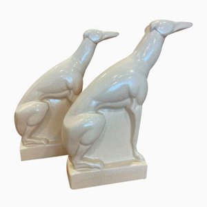 Greyhounds by Charles Lemanceau, 1920s, Ceramic, Set of 2