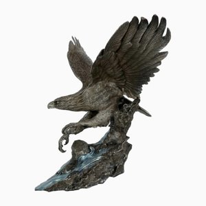 Brunelle, Eagle with White Head, 20th Century, Pewter