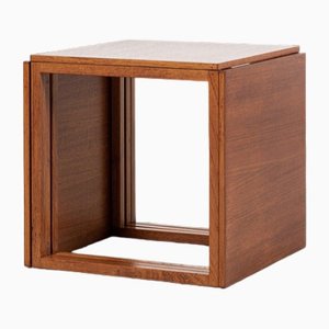 Mid-Century Danish Cube Side Tables in Teak attributed to Kai Kristiansen for Vildbjerg Furniture Factory, Set of 3