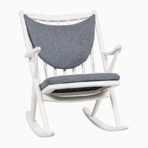Mid-Century Danish White Rocking Chair attributed to Frank Reenskaug for Bramin, 1960s