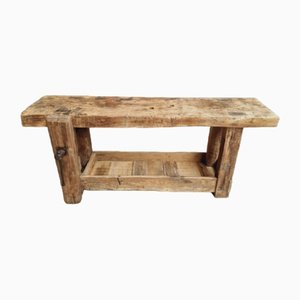 Antique Workbench or Side Table in Oak & Chestnut