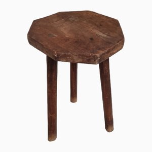 Vintage French Stool or Side Table in Oak