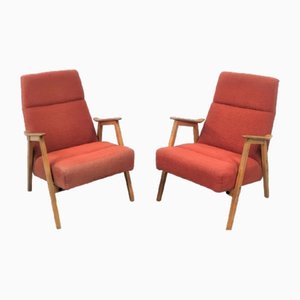 Mid-Century Czechoslovakian Armchairs in Red from Interier Praha, 1960s, Set of 2