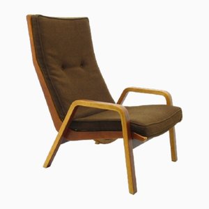 Vintage Armlehnstuhl aus Holz & Stoff, 1960er
