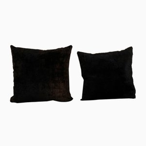Black Ikat Velvet Cushion Covers, 2010s, Set of 2