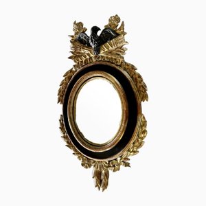 Louis XVI Style Oval Mirror in Carved Wood with Witch Eye, 1930s