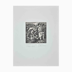 Raphael Drouart, Farmers, Woodcut Print, Early 20th Century