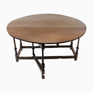 Ausklappbarer jakobinischer Tisch aus Eiche, 1930er