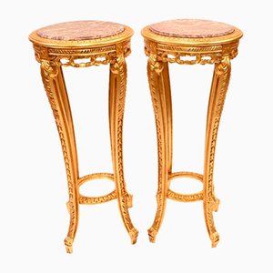 French Empire Gilt Pedestal Tables Stands, Set of 2