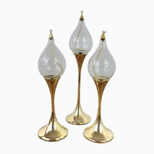 Oil Lamps in Brass by Freddie Andersen, 1960s, Set of 3
