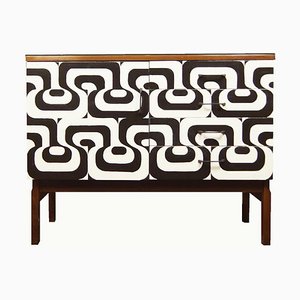 Plish Cabinet with Opart Painting, 1970s