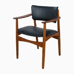 Fauteuil Mid-Century en Teck et Cuir, Danemark, 1960s