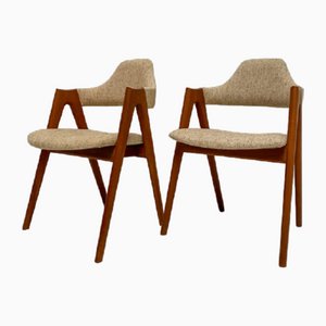 Vintage Teak Compass Dining Chairs attributed to Kai Kristiansen for Sva Furniture, 1950s, Set of 2