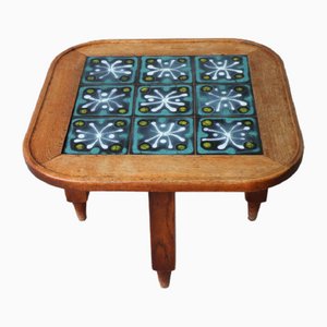 Oak and Ceramic Coffee Table attributed to Guillerme and Chambron for Votre Maison, 1960s
