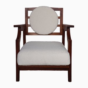 Vintage Oak Chair and Loop Fabric, 1950s