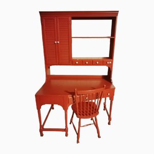 Vintage Modern Holder Desk with Chair, Set of 2