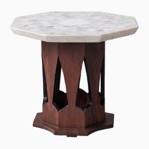 Tavolino Mid-Century in legno e pietra
