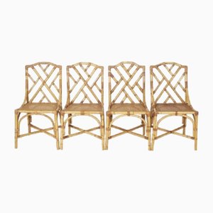 Rattan Dining Chairs from Vivai Del Sud, Italy, 1970s, Set of 4