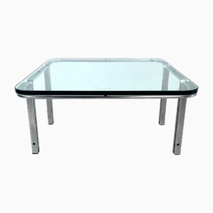 Vintage German Glass & Steel Coffee Table by Horst Brüning for Alfred Kill International, 1968