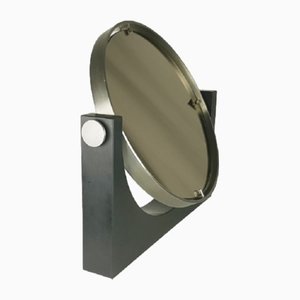 Black Slate & Nickel/Plated Metal Tilting Table Mirror attributed to A. Mangiarotti, 1960s
