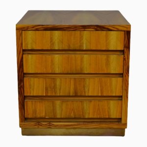 Small Chest of Drawers in Olive Briar and Brass, Italy, 1950s