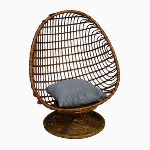 Mid-Century Korbgeflecht Egg Chair, Italien, 1960er