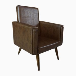 Wooden and False Leather Armchair by Club Kids Design, 1950s