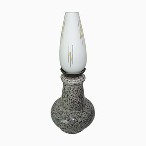 Keramik und Opalglas Lampe, 1950er