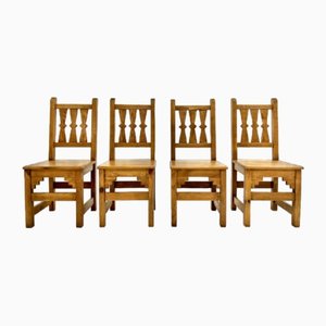 Vintage Wooden Dining Chairs, 1960s, Set of 4