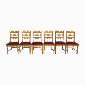 Oak Chairs by Henning Kjærnulf,Denmark, 1970s, Set of 6