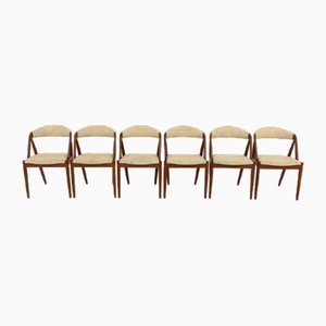 Model 31 Chairs in Teak by Kai Kristiansen for Schou Andersen, 1960s, Set of 6