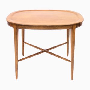 Walnut Oval Tray Shaped Side Table by Bodafors, 1950s