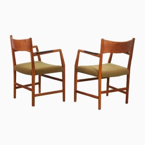 Town Hall Wooden Armchairs by Hans Wegner for Plan Mobler, Denmark, 1947, Set of 2