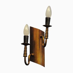 Lámpara de pared de cobre con dos brazos, años 50