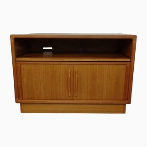 Small Teak Tambour Media Sideboard from Dyrlund, 1970s